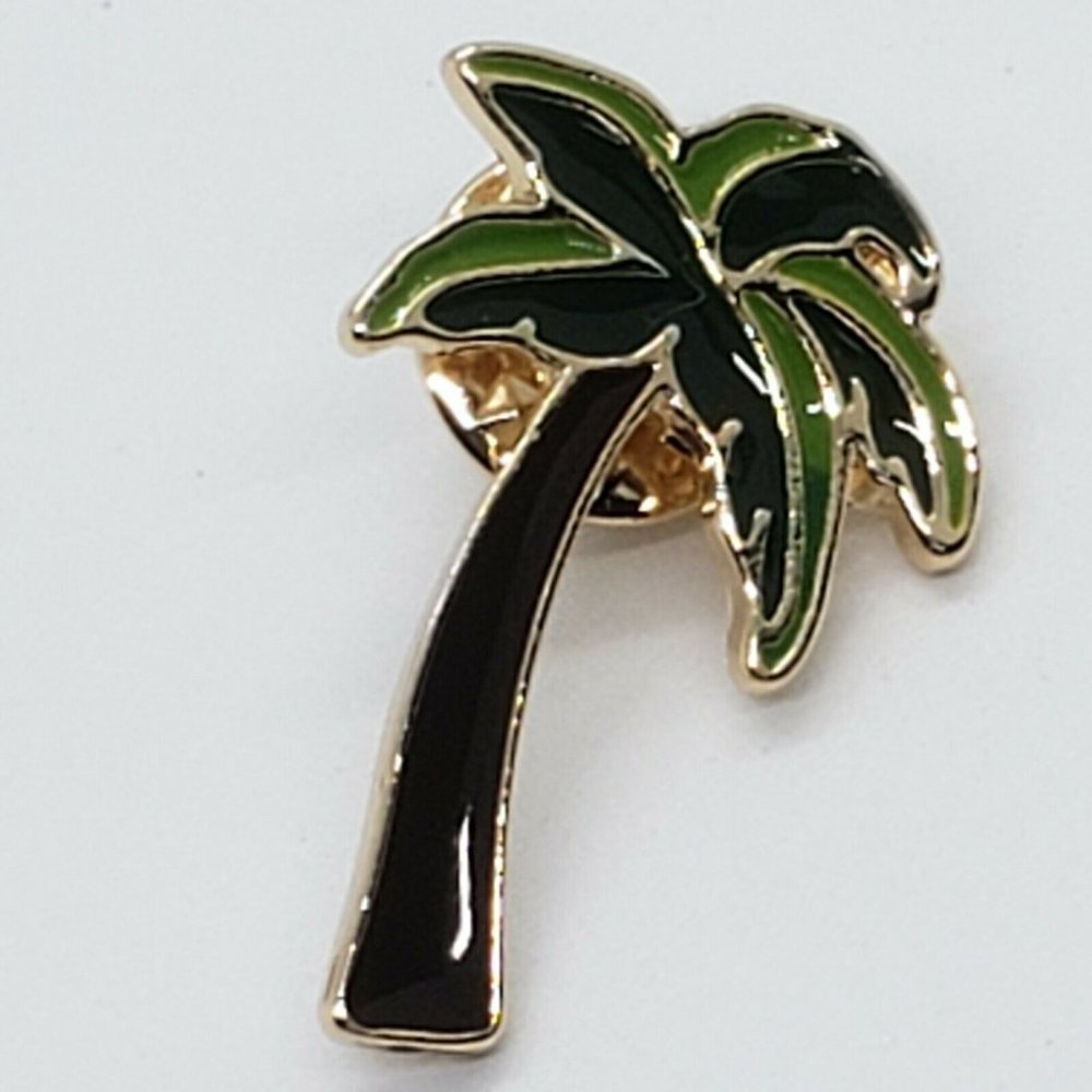 Palm tree enamel lapel pin